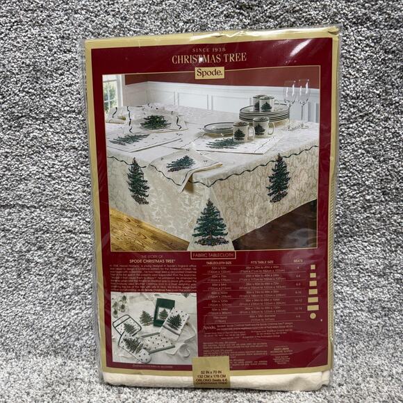Spode Christmas Tree Fabric Tablecloth 52 X 70 Oblong Seats 4-6 New Holiday - Picture 3 of 4